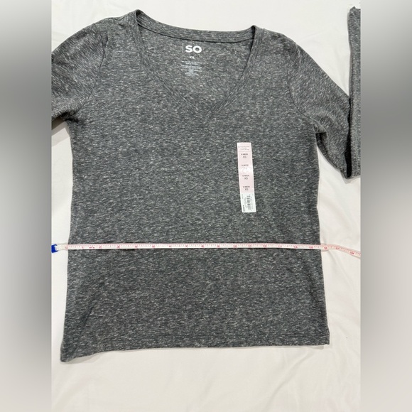 SO Kohl’s V-Neck Long Sleeve Shirt Dark Gray XS NWT Casual Soft Basic Cotton - Picture 5 of 10